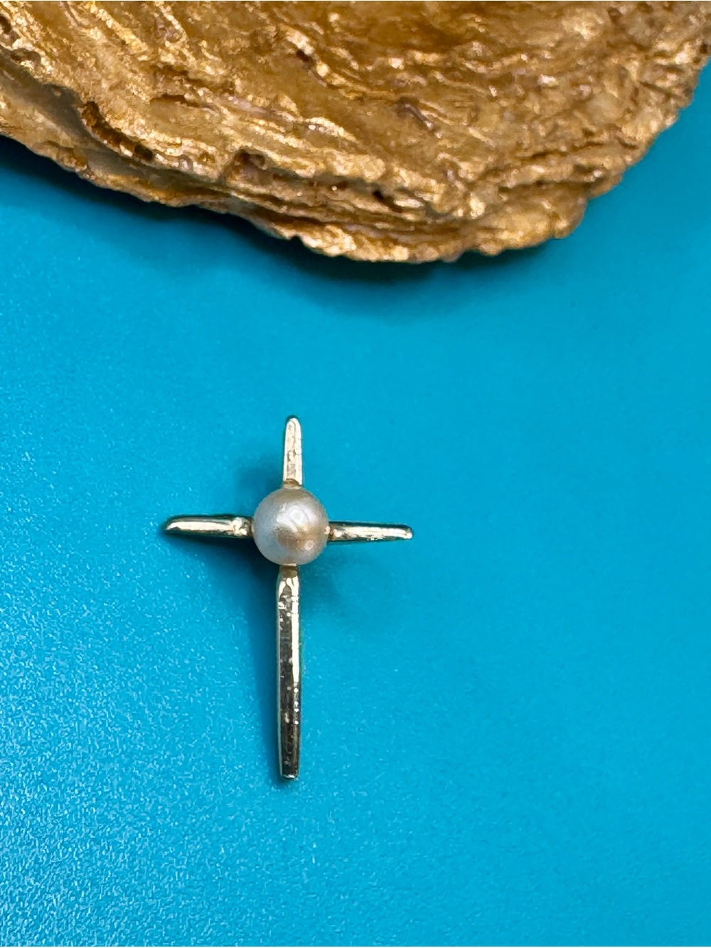 Sterling Silver Cross Pendant with Pearl Accent